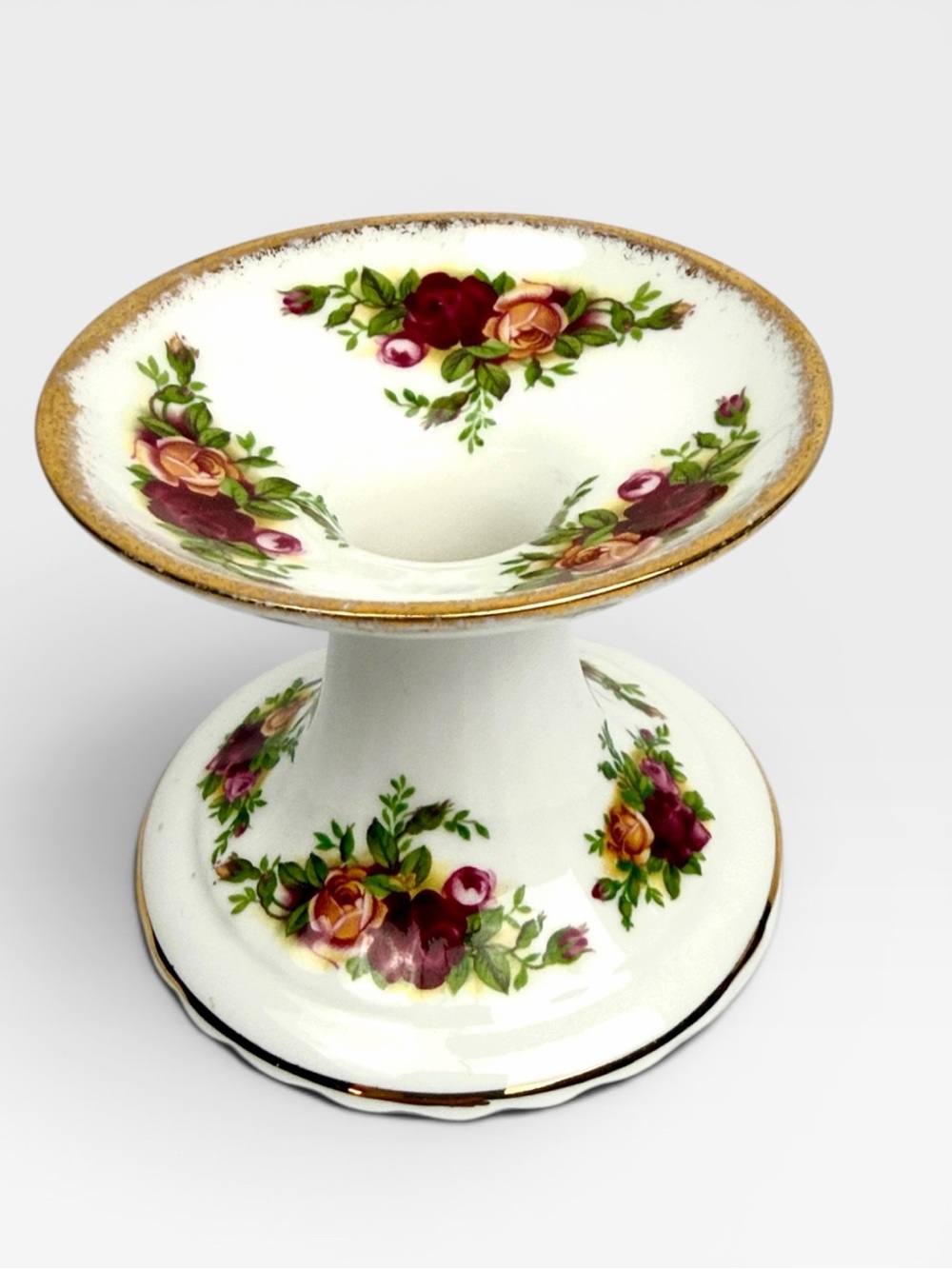 1 Royal Albert Old Country Roses Candle Holder England Bone China 3"